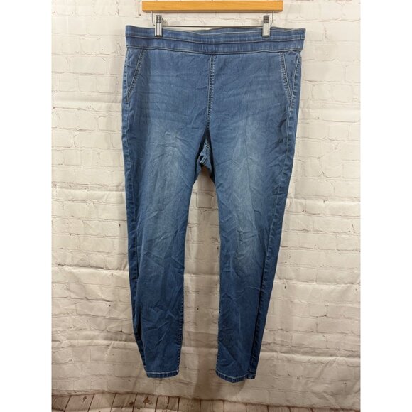 Womens Size XL High Waisted Pull On Stretchy Jeans Blue Casual Streetwear - Picture 1 of 5